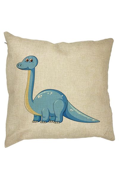 BEKZ Perna Decorativa Patrata copii, Blue Dinozaur, 40x40 cm, Husa Detasabila, Burduf