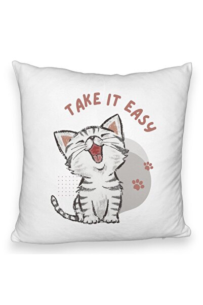 BEKZ Față de pernă pufoasă, model Take It Easy, 40x40 cm, albă