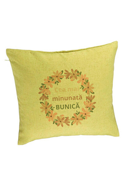 BEKZ Perna Decorativa pentru Bunica 7, 40x40 cm, Verde, Husa Detasabila, Burduf