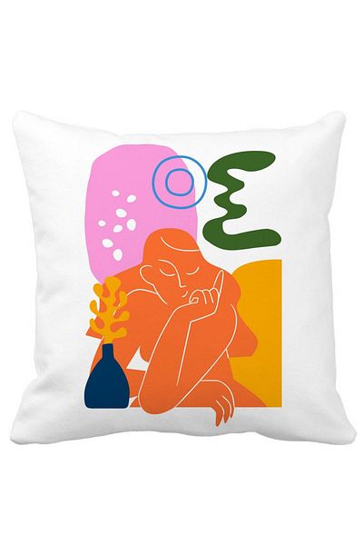 BEKZ Abstract Square Pillowcase 1.40x40 Cm, White, Matte, Removable Cover