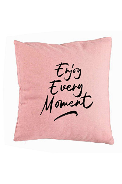 BEKZ Față de pernă, model Bucură-te de fiecare moment, 40x40 cm, roz