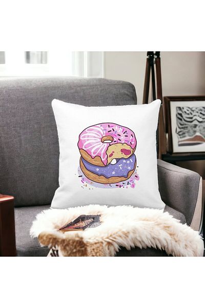 BEKZ Square Pillowcase Glazed Donuts, 40x40 Cm, White, Matte