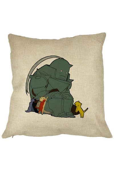 BEKZ Perna Decorativa cu Full Metal Alchemist, 40x40 cm, Husa Detasabila, Burduf