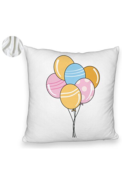 BEKZ Perna Decorativa Fluffy, Model Baloane Multicolor, 40x40 cm, Alba, Husa ...
