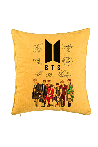 BEKZ Perna Decorativa, Model BTS, 40x40 cm, Galben, Husa Detasabila, Burduf