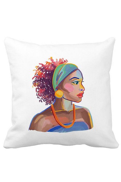 BEKZ Golden African Square Pillowcase, 40x40 Cm, White, Matte