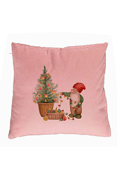 BEKZ Perna Decorativa cu tematica de Craciun, 22, 40x40 cm, Roz, Husa Detasab...
