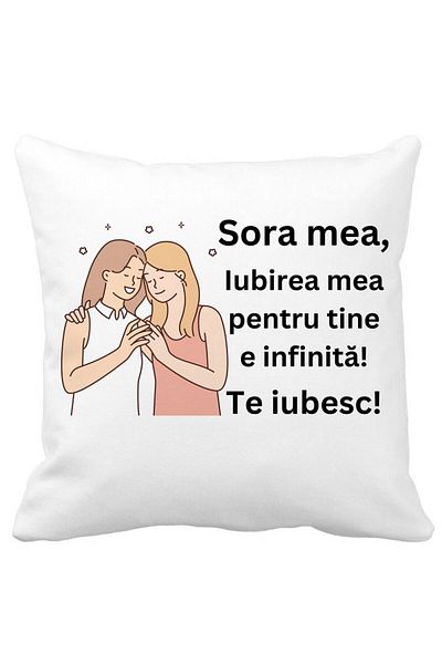 BEKZ Perna Decorativa Sora mea 13, 40x40 cm, Alba, Mata, Husa Detasabila, Burduf