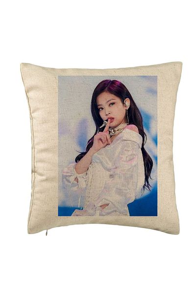 BEKZ Perna Decorativa BlackPink Jennie 2, 40×40 cm, Bej, Husa Detasabila, Burduf