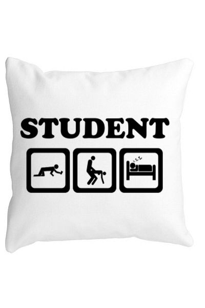 BEKZ Perna Decorativa Patrata Student, 40x40 cm, Alba, Mata, Husa Detasabila, Burduf