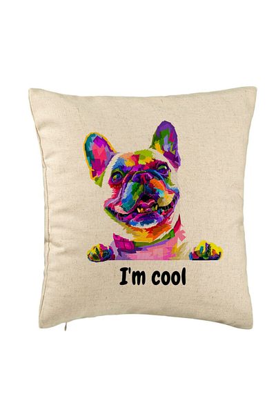 BEKZ Perna Decorativa, Model I&apos;m cool Colorful, 40x40 cm, Bej, Husa Detasabila, Burduf