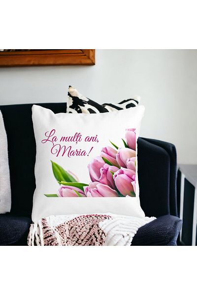 BEKZ Happy Birthday Maria Pillowcase, 40x40 Cm, White, Matte