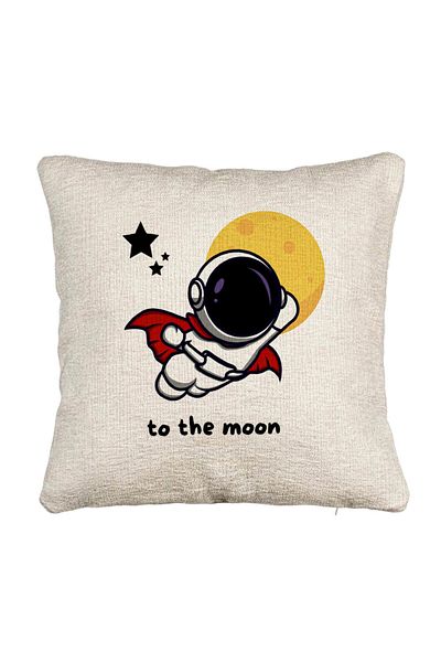 BEKZ Fata de perna Canapea, Model To the Moon, 40x40 cm, Cu fermoar