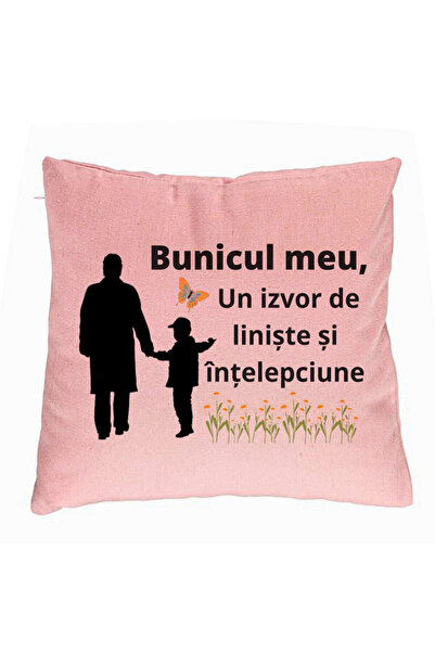 BEKZ Perna Decorativa pentru Bunicul 6, 40x40 cm, Roz, Husa Detasabila, Burduf