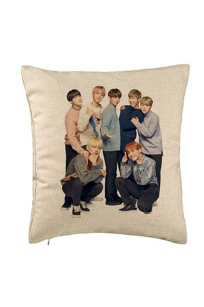 BEKZ Perna Decorativa BTS Army 11, 40×40 cm, Bej, Husa Detasabila, Burduf
