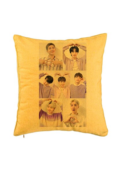 BEKZ Perna Decorativa BTS Army 9, 40x40 cm, Galben, Husa Detasabila, Burduf