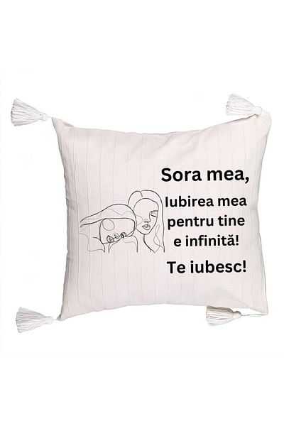 BEKZ Fringed Pillowcase My Sister 7, 45x45 cm, With zipper