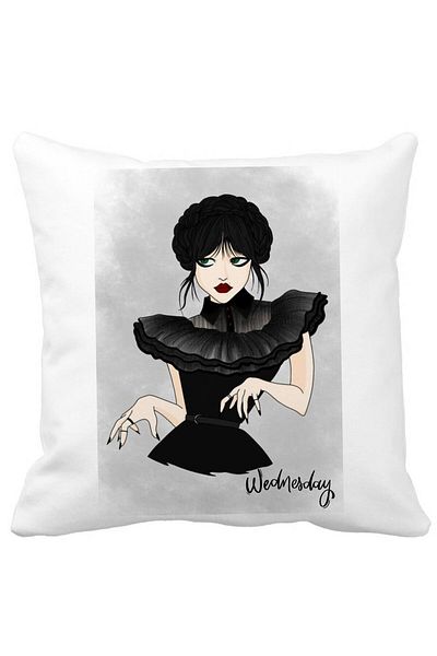 BEKZ Wednesday Addams Dancing Hands Pillowcase 3.40x40 Cm, White, Matte
