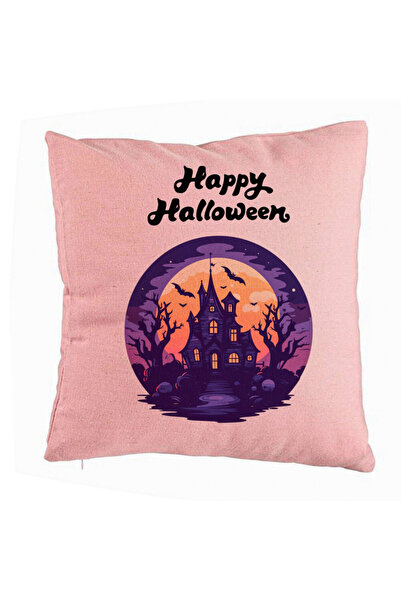 BEKZ Μαξιλαροθήκη με μοτίβο και κείμενο για το Halloween, 40x40 εκ., ροζ