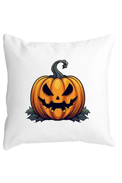 BEKZ Pillowcase With Halloween Pumpkin Motif 1, 40x40 Cm, White, Matte