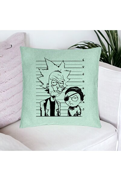 BEKZ Μαξιλαροθήκη, με σχέδιο Rick And Morty, 40x40 εκ., Πράσινο της μέντας