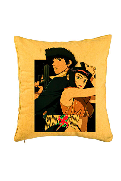 BEKZ Perna Decorativa cu Cowboy Bebop, 40x40 cm, Galben, Husa Detasabila, Burduf