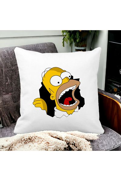 BEKZ Simpsons Homer Square Pillowcase 2.40x40 Cm, White, Matte