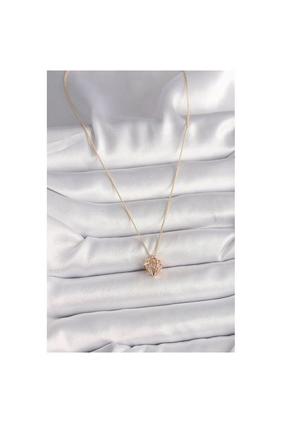 Skygo Brass Gold Color 3D Zircon Stone Diamond Model Women's Necklace - Tj-Bko9829