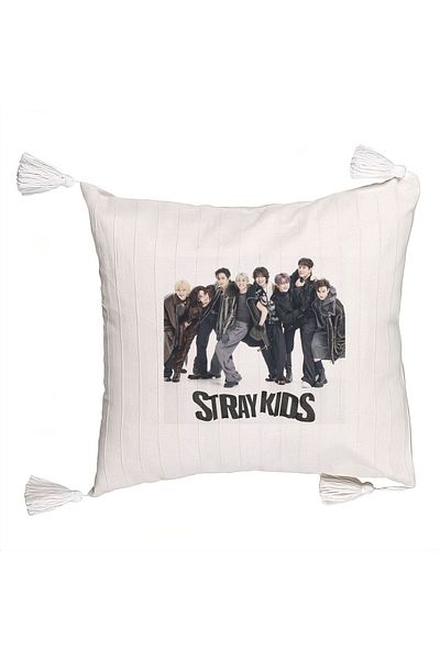 BEKZ Decorative Pillow with Fringes, Stray Kids 6, 45×45 cm, With zipper