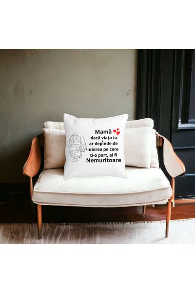 BEKZ Perna Decorativa pentru Mama 10,40x40 cm, Alba, Mata, Husa Detasabila, Burduf