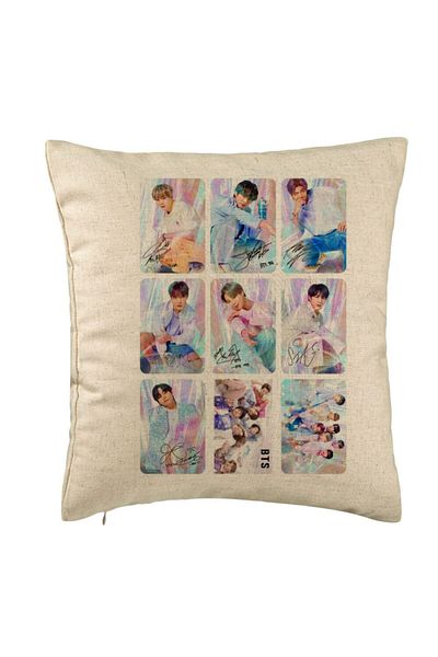 BEKZ Perna Decorativa BTS Army 5, 40x40 cm, Bej, Husa Detasabila, Burduf
