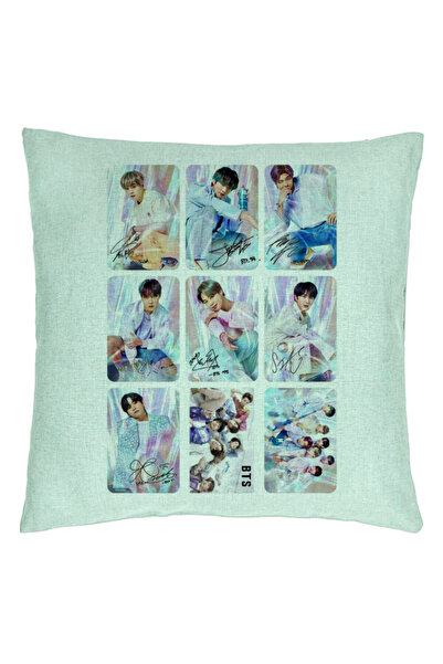 BEKZ Perna Decorativa BTS Army 5, 40x40 cm, Verde Menta, Husa Detasabila, Burduf