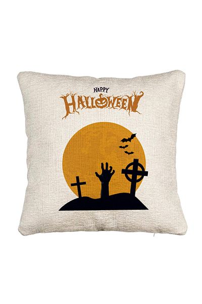 BEKZ Fata de perna Canapea cu motiv de Halloween 2, 40x40 cm, Cu fermoar