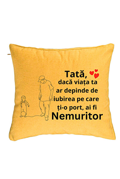 BEKZ Perna Decorativa, Model pentru Tata 5, 40x40 cm, Galben, Husa Detasabila...