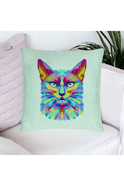BEKZ Față de pernă, model contrastant cu pisici, 40x40 cm, verde mentă