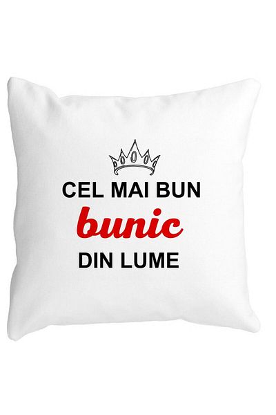 BEKZ Perna Decorativa pentru Bunicul 2, 40x40 cm, Alba, Mata, Husa Detasabila, Burduf