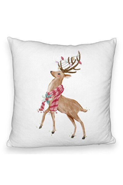 BEKZ Față de pernă pufoasă de Crăciun cu reni, 2 buc., 40x40 cm, albă