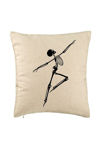 BEKZ Față de pernă cu motiv de schelet de Halloween, 40x40 cm, bej