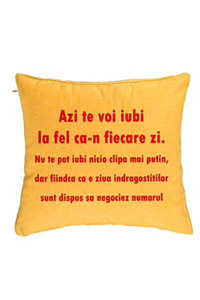 BEKZ Perna Decorativa, Model Ziua Indragostitilor, 40x40 cm, Galben, Husa Det...