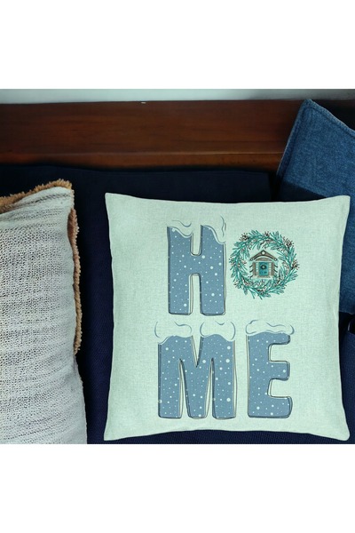 BEKZ Коледна декоративна възглавница, HOME, 40x40 см, ментово зелено, сваляем...