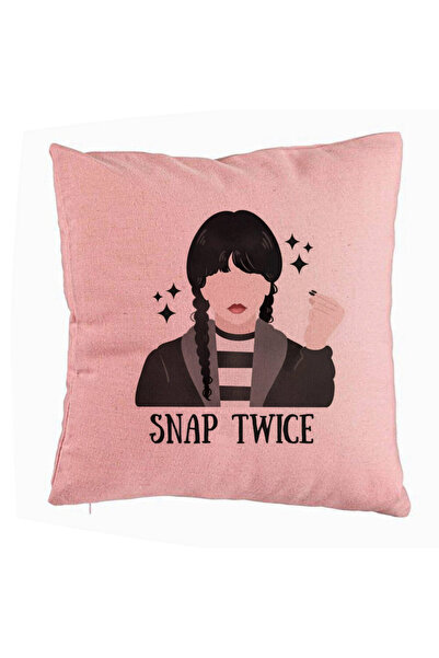 BEKZ Față de pernă, model Wednesday Addams 6, 40x40 cm, roz