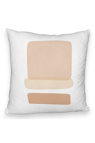 BEKZ Fluffy Decorative Pillow, Abstract Pattern 12, 40x40 cm, White, Removable Cover, Bellows