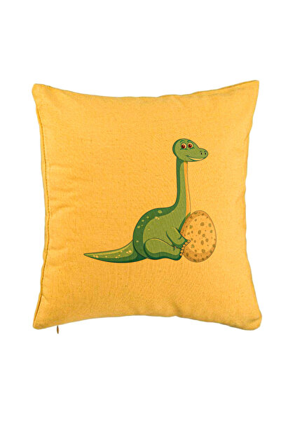 BEKZ Față de pernă, model pentru copii, dinozaur cu ouă, 40x40 cm, galben