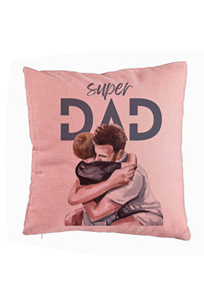 BEKZ Fata De Perna, Model Super Dad Baieti, 40x40 Cm, Roz, Husa Detasabila