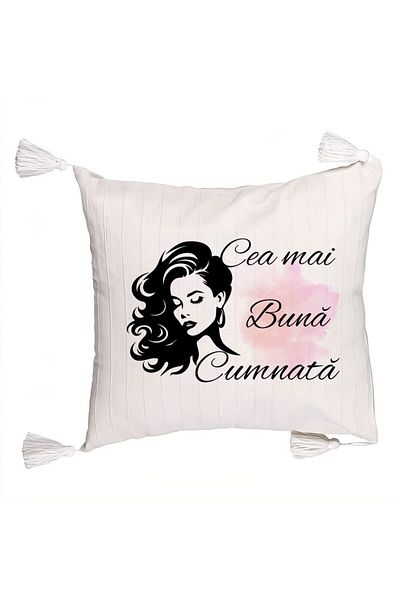 BEKZ Decorative Pillow with Fringes for Sister-in-Law 3, 45x45 cm, With zipper