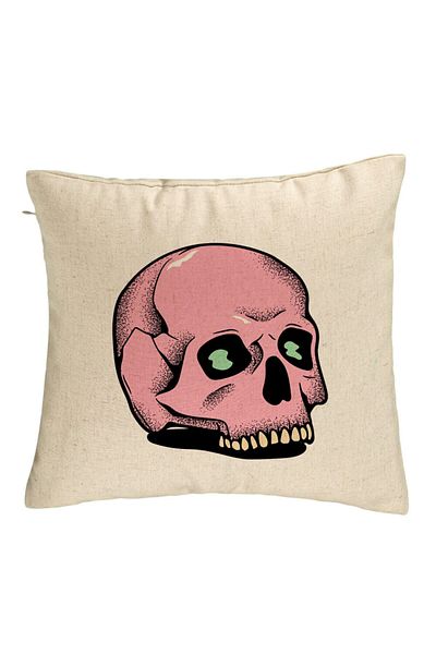 BEKZ Față de pernă cu motiv de craniu de Halloween, 2, 40x40 cm, bej