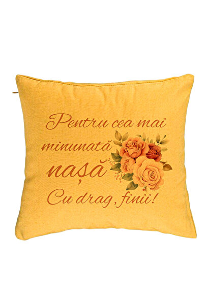 BEKZ Perna Decorativa pentru Nasa 1, 40x40 cm, Galben, Husa Detasabila, Burduf