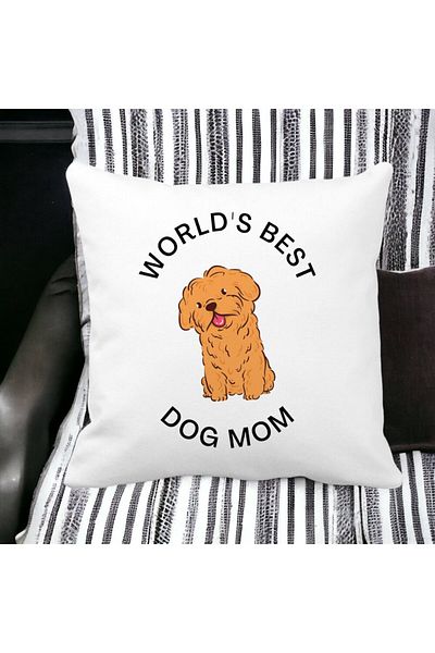 BEKZ Pillowcase, World's Best Dog Mom, 40x40 Cm, White, Matte