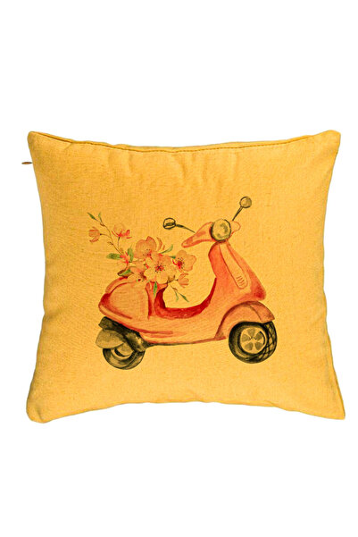 BEKZ Față de pernă, model trandafir floare bicicletă, 40x40 cm, galben