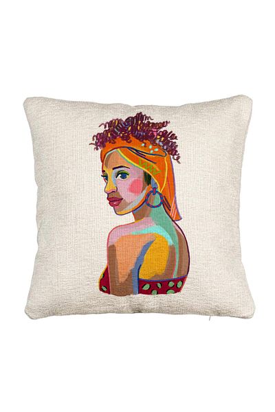 BEKZ Fata de perna Canapea, Model Curly African, 40x40 cm, Cu fermoar